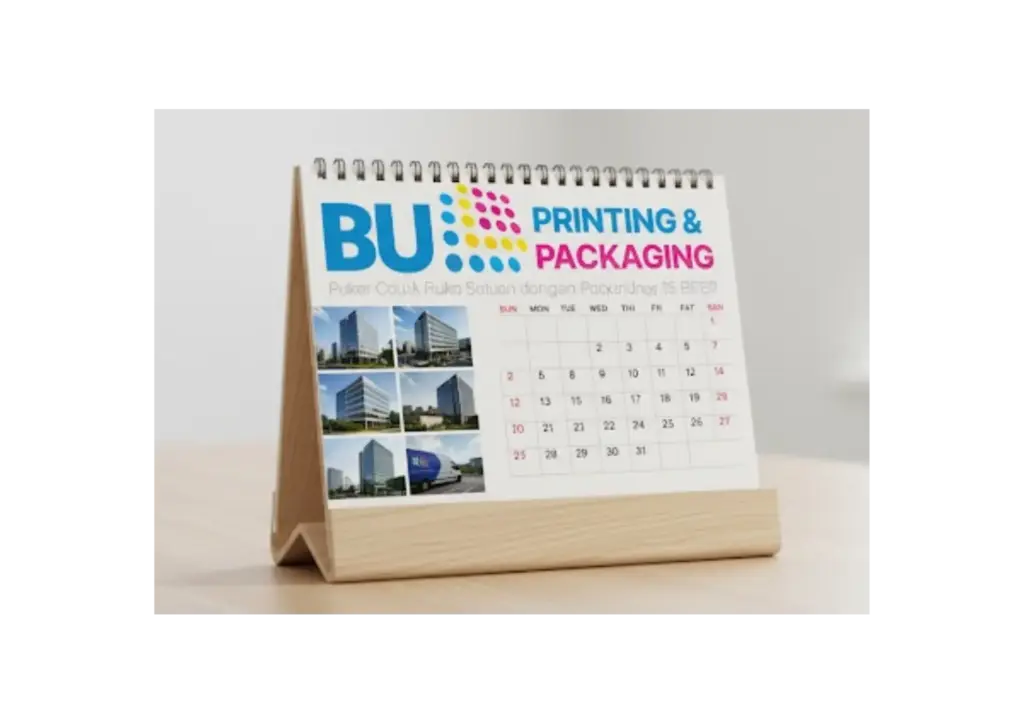 kalender meja standing wood
