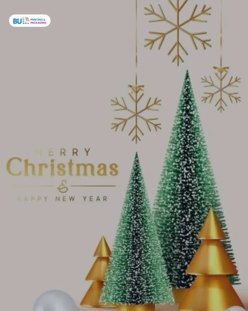 desain kartu ucapan natal dengan nuansa pohon natal