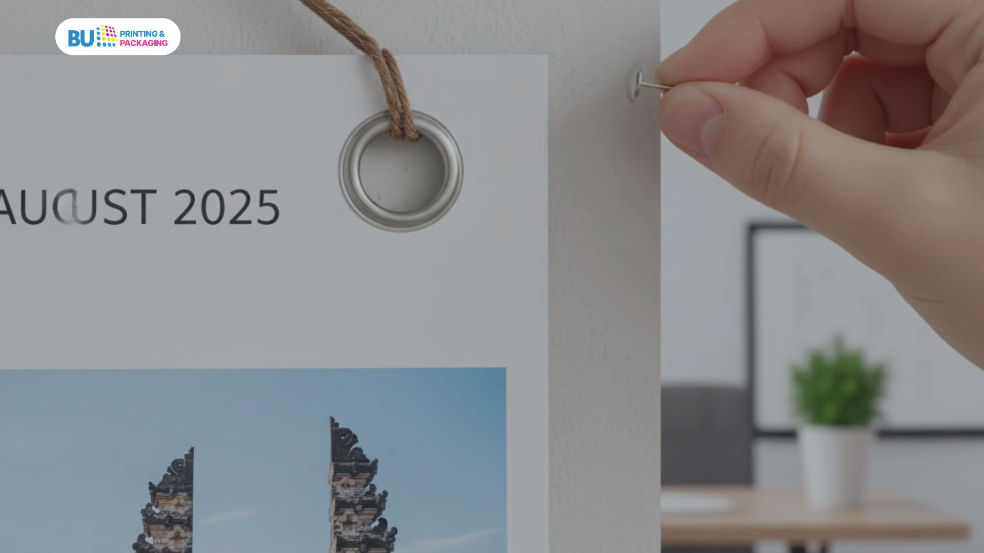 Finishing kalender dengan mata ayam/eyelet