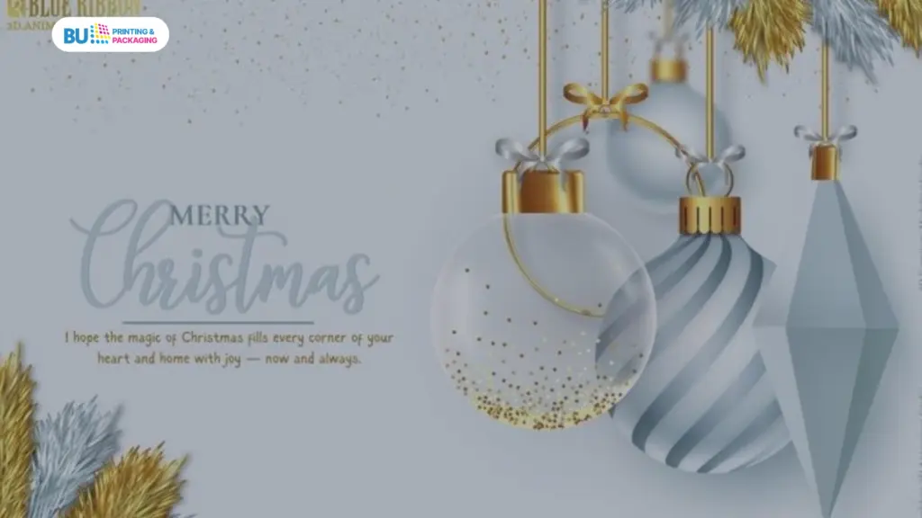 desain kartu natal dengan nuansa putih dan gold