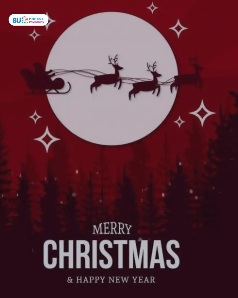 desain kartu natal dengan nuansa merah dan putih