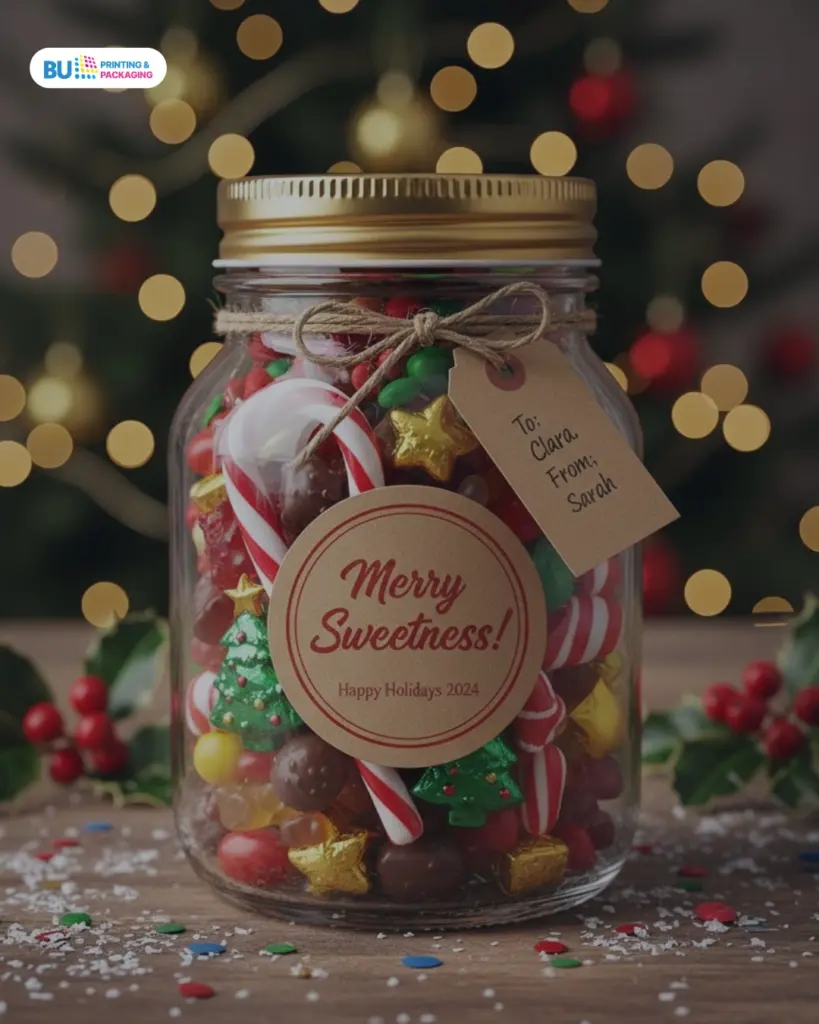 Toples dan permen bertema natal