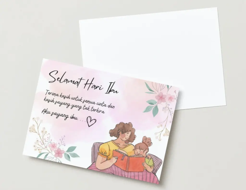 Kartu Watercolor dengan Ilustrasi Keluarga