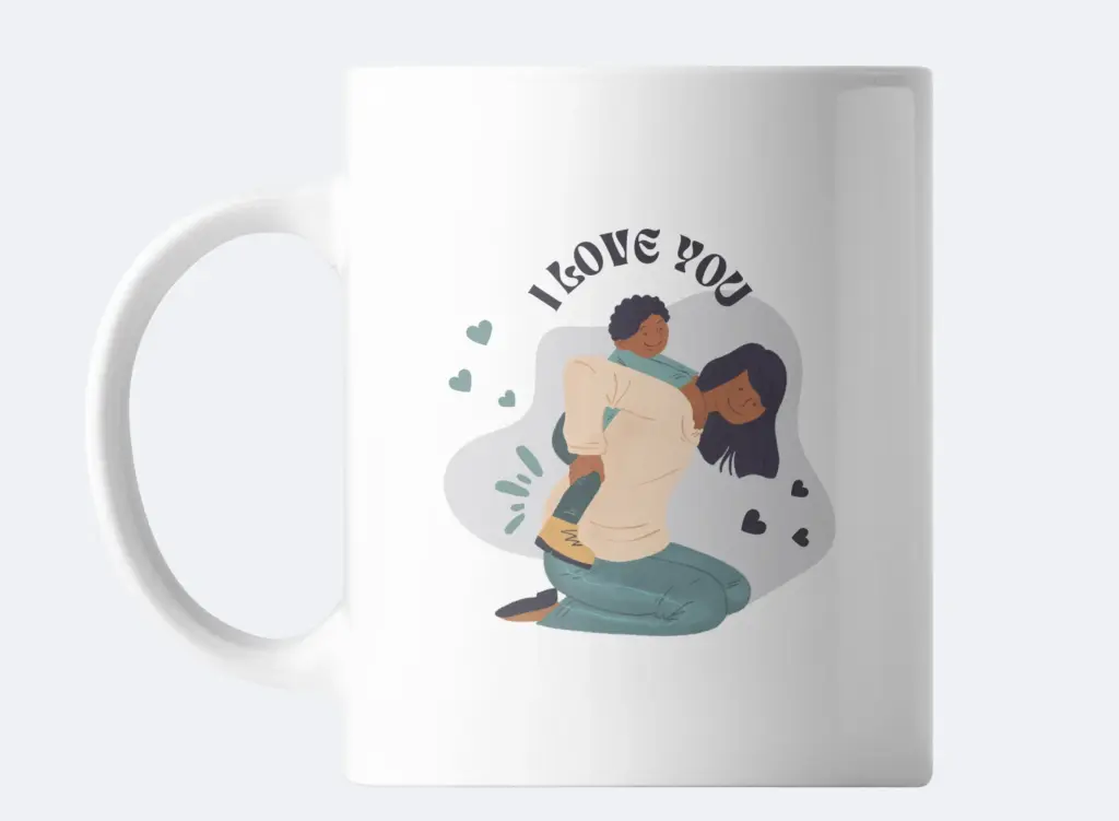 Mug dengan ilustrasi ibu dan anak