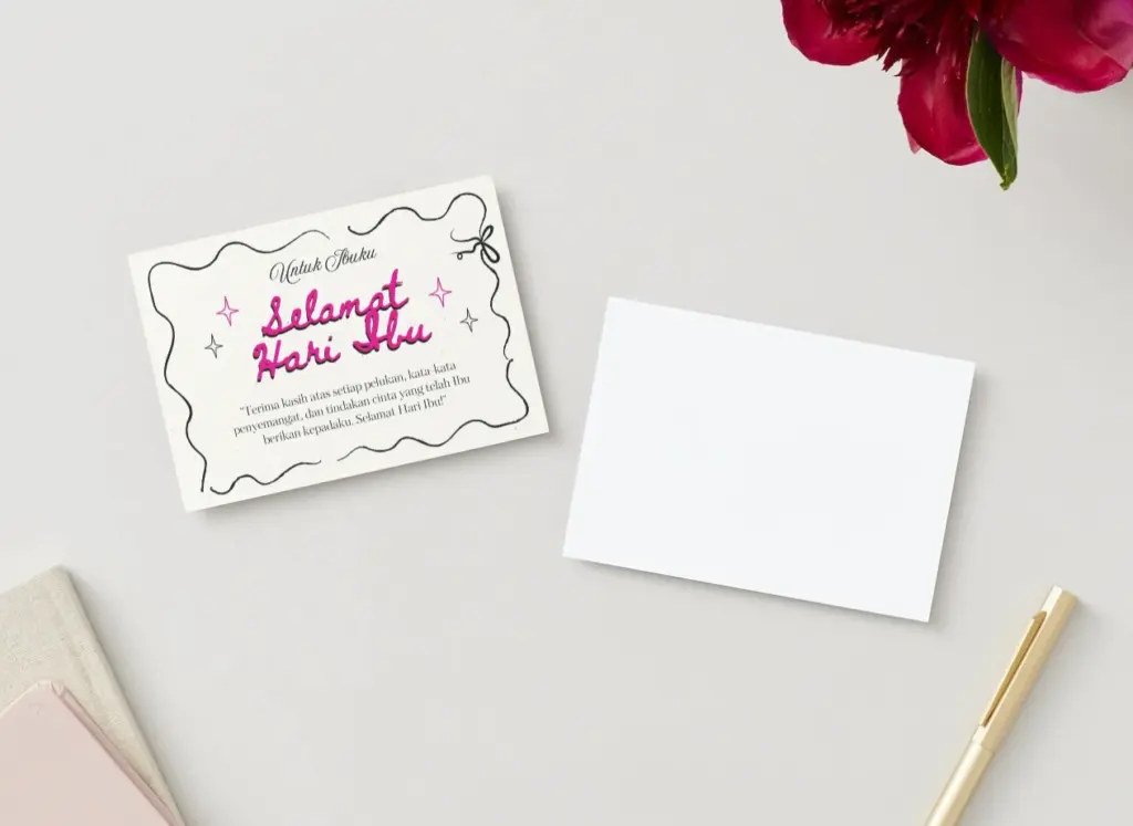 Kartu ucapan hari ibu dengan ilustrasi bunga