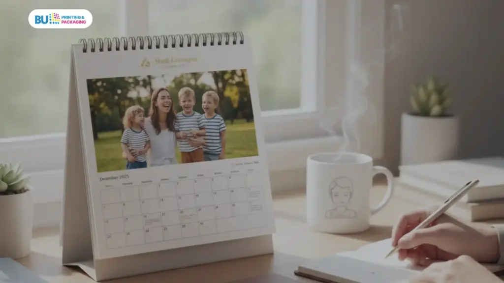 Kalender duduk custom dengan tema ibu dan keluarga