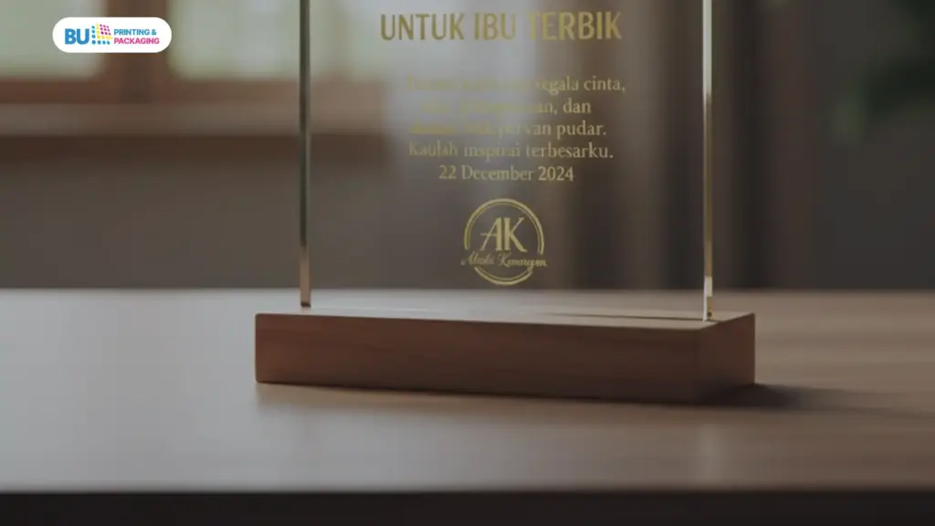 Plakat akrilik ucapan terimakasih untuk ibu