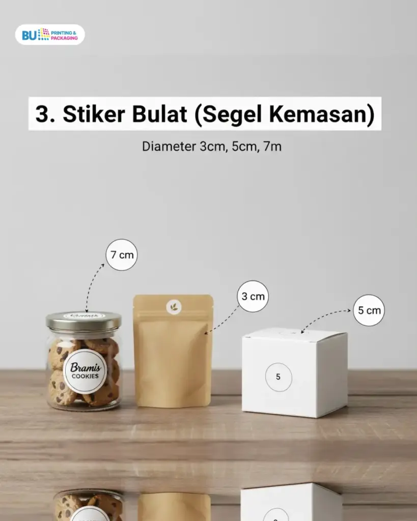 ukuran stiker bulat untuk segel kemasan