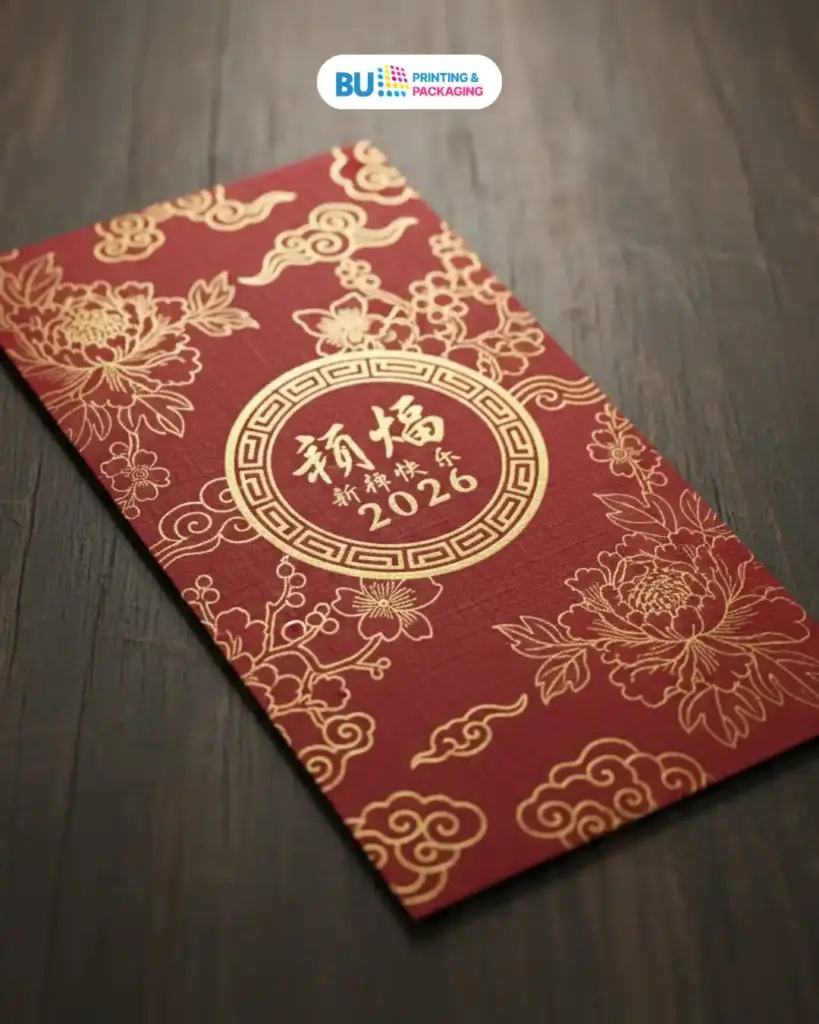 Desain Angpao dengan Motif Floral Klasik