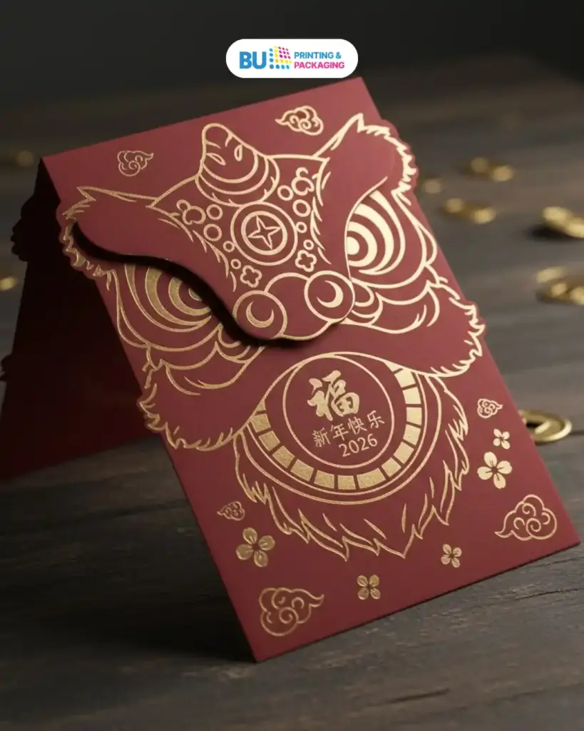 Desain Angpao imlek dengan Die-Cut Bentuk Unik