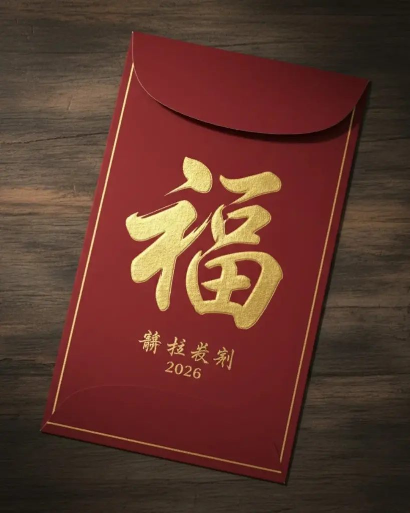 Desain Angpao imlek dengan Tipografi Mandarin