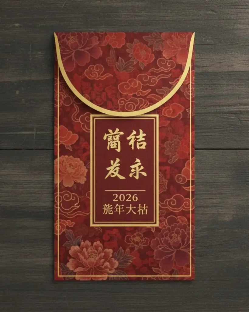 Desain angpao imlek dengan Tekstur Kain atau Batik Oriental