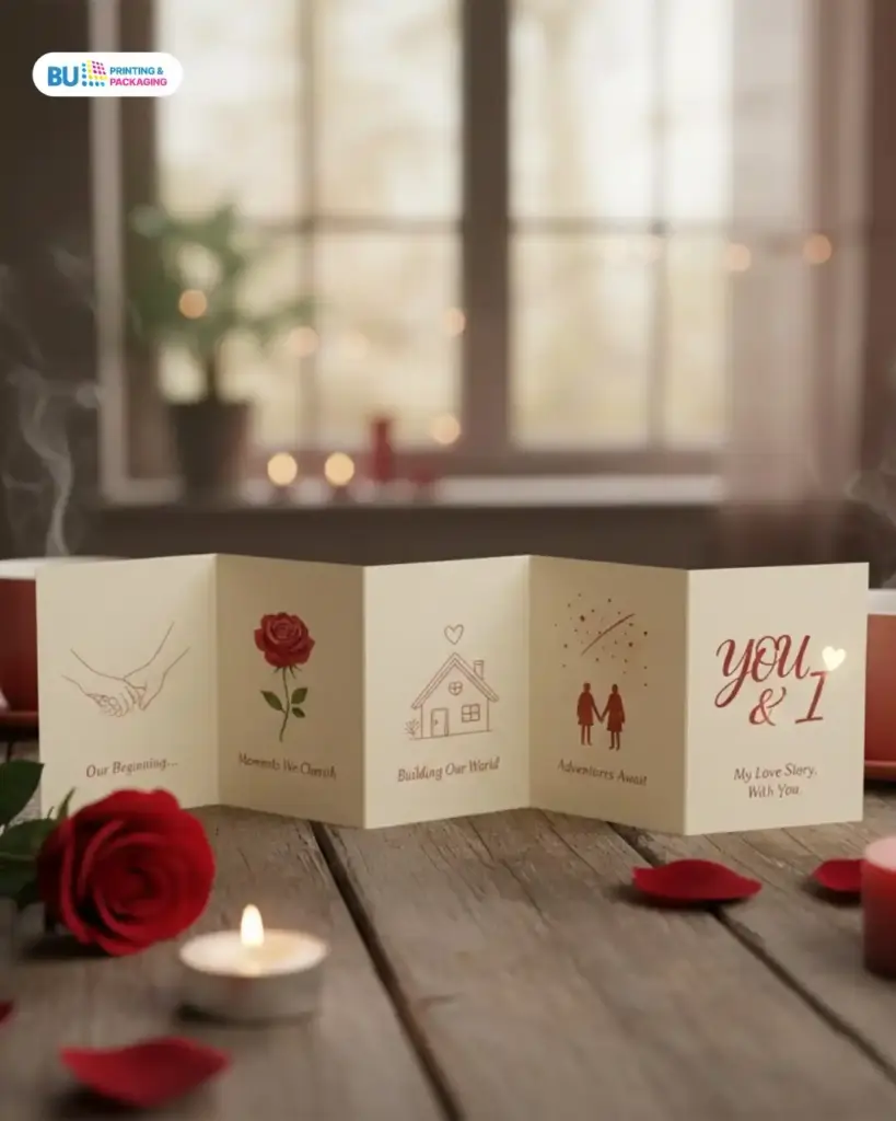 Kartu Valentine Lipat Panjang dengan Alur Cerita