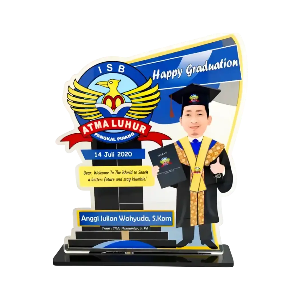 Plakat Wisuda dengan Desain Karikatur atau Ilustrasi