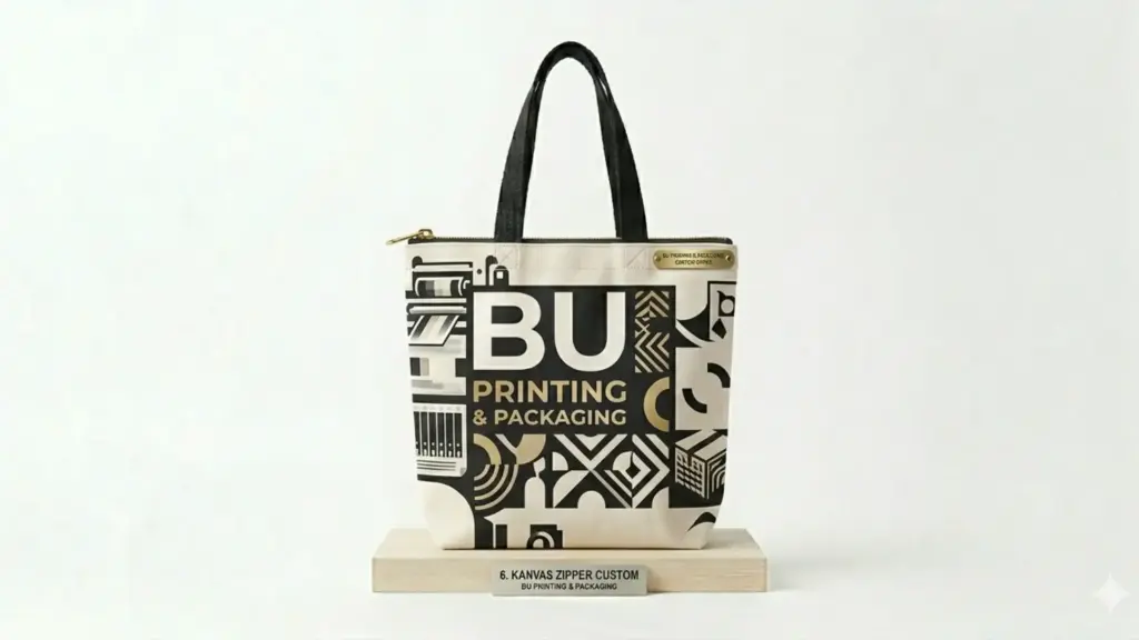Desain Tote Bag Kanvas Zipper Custom