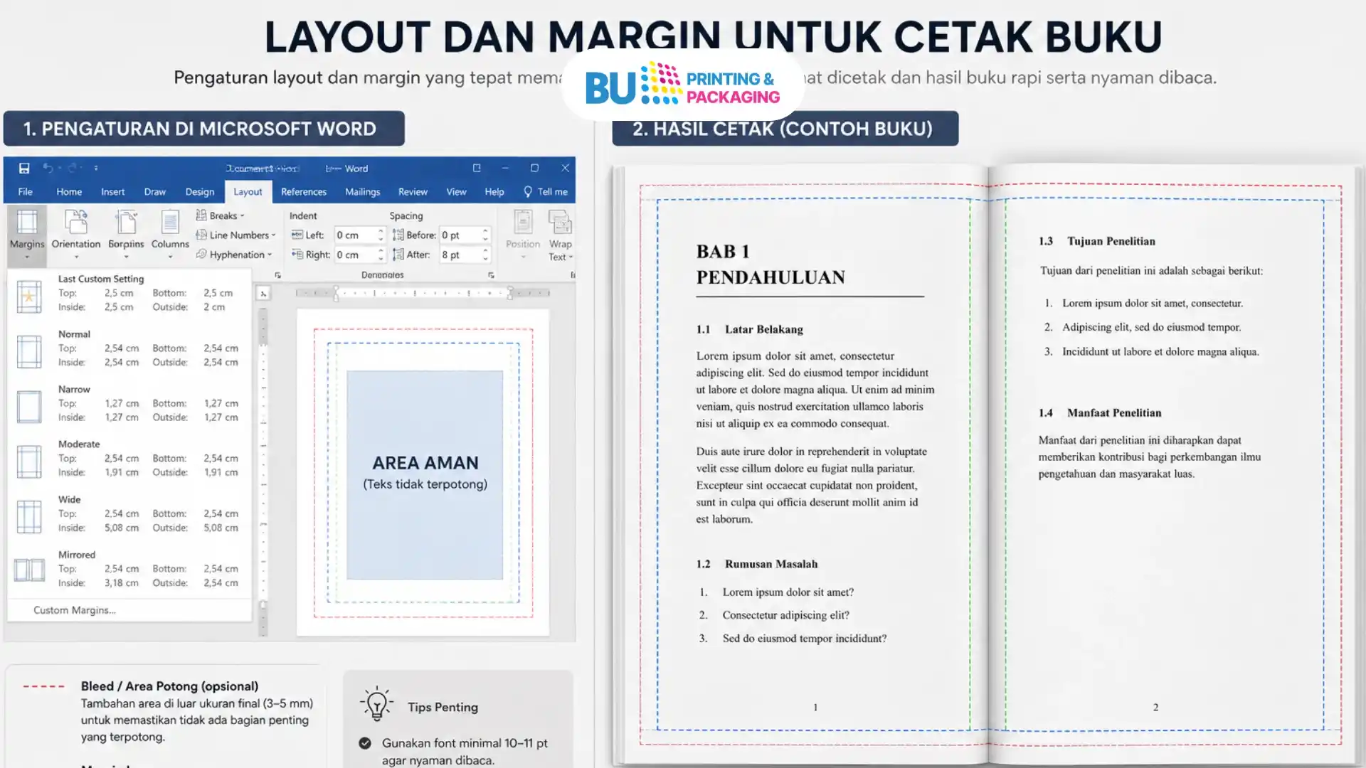 Layout dan Margin yang Ideal untuk Cetak Buku