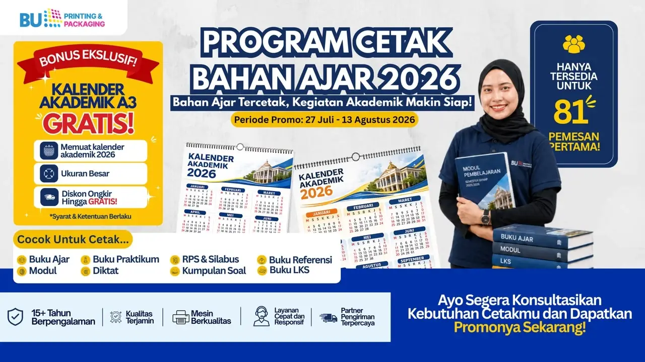 Campaign program promo bahan ajar bonus kalender akademik a3